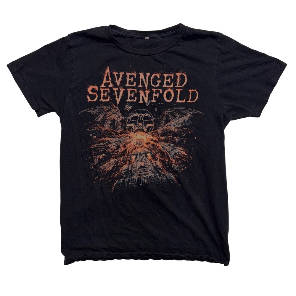 Avenged Sevenfold Shirt Mens M Black Deathbat Graphic Rock Band Tee